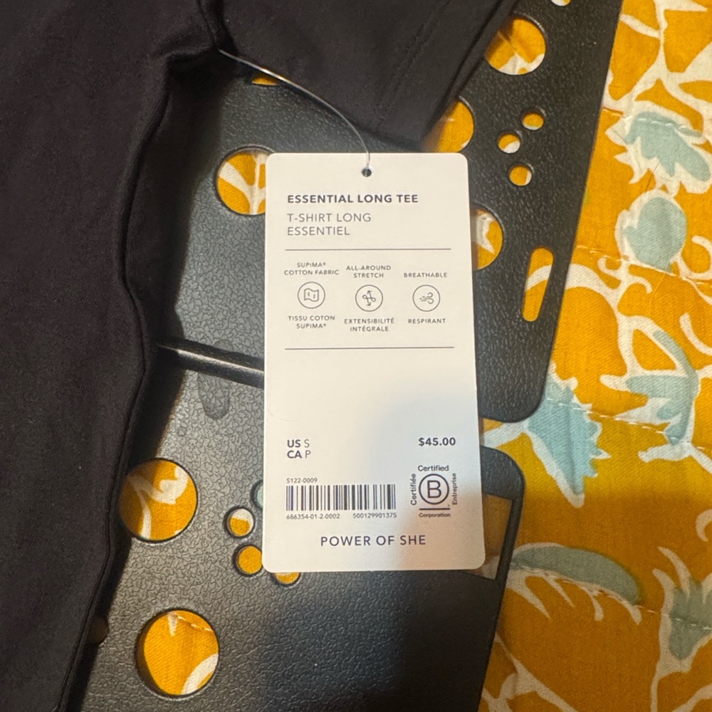 NWT ATHLETA black essential long tee size S - Picture 5 of 5